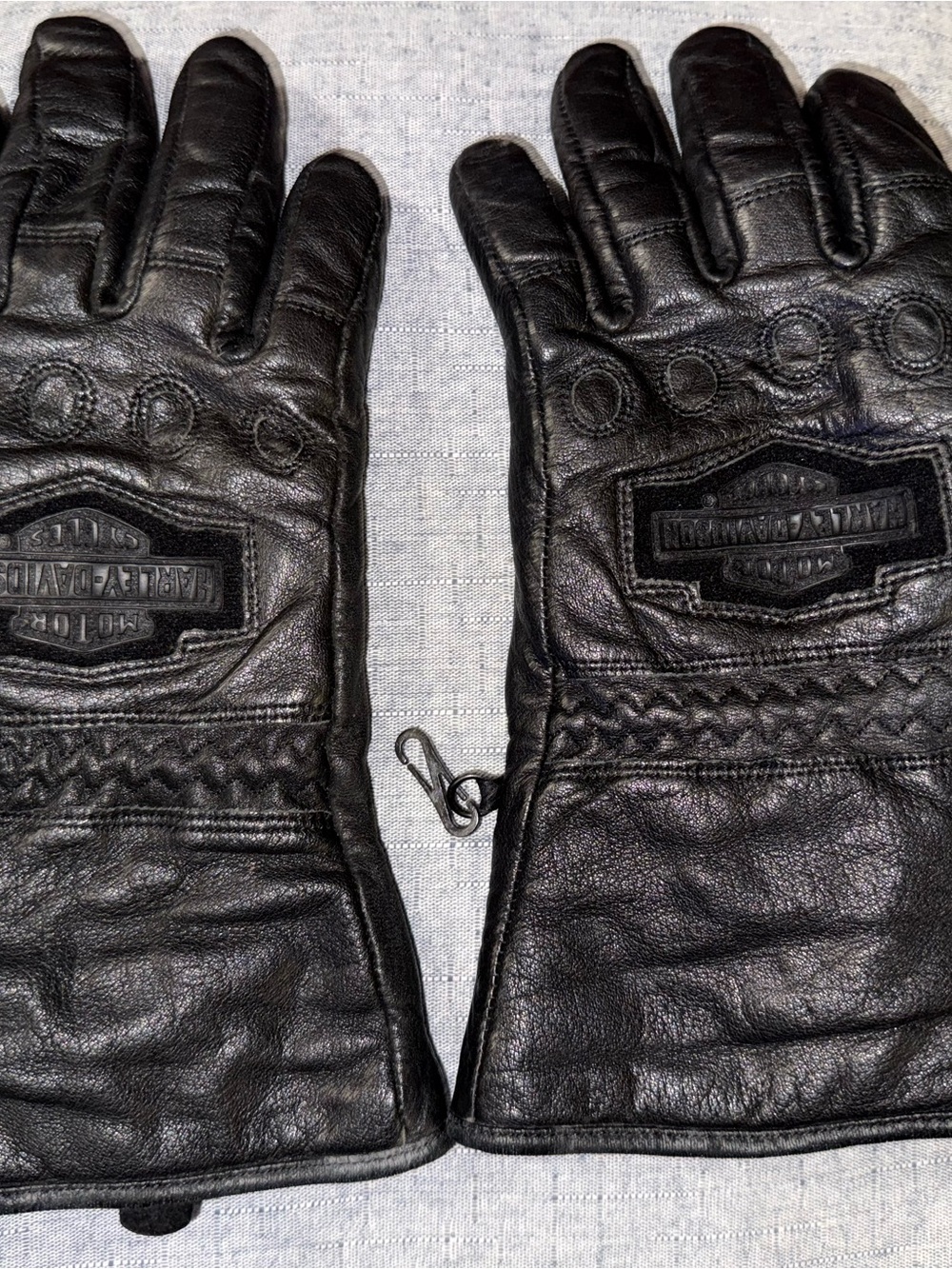 Harley-Davidson Black Leather Motorcycle Gloves with Embossed Logo